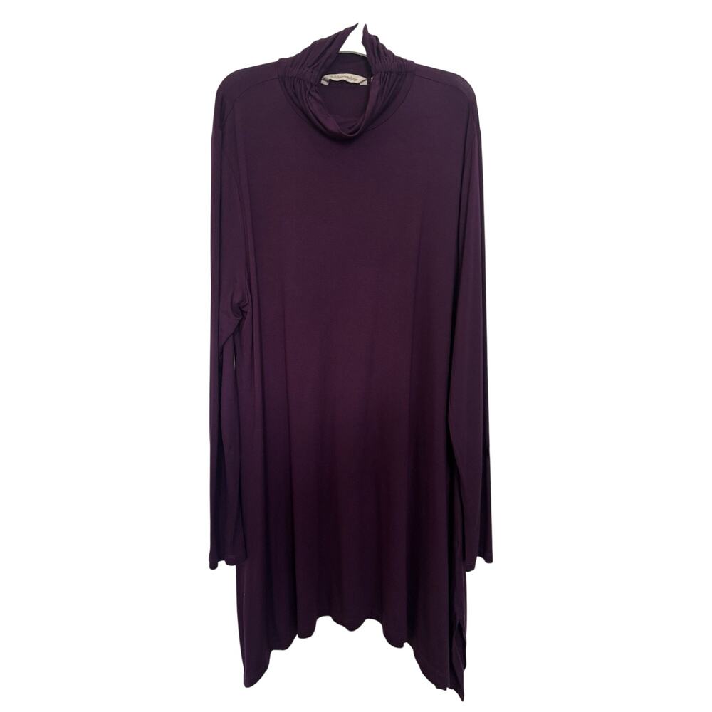 Soft Surroundings Deep Purple Ruched Timely Turtleneck Tunic XL Minimalist